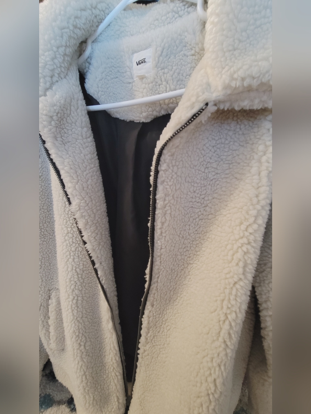 Vans Cream Sherpa Zip Teddy Jacket - Picture 7 of 7